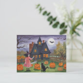 Halloween Haunted House Witch Briefkaart (Staand voorkant)