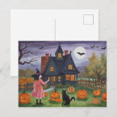 Halloween Haunted House Witch Briefkaart (Voorkant / Achterkant)