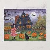 Halloween Haunted House Witch Briefkaart (Voorkant)