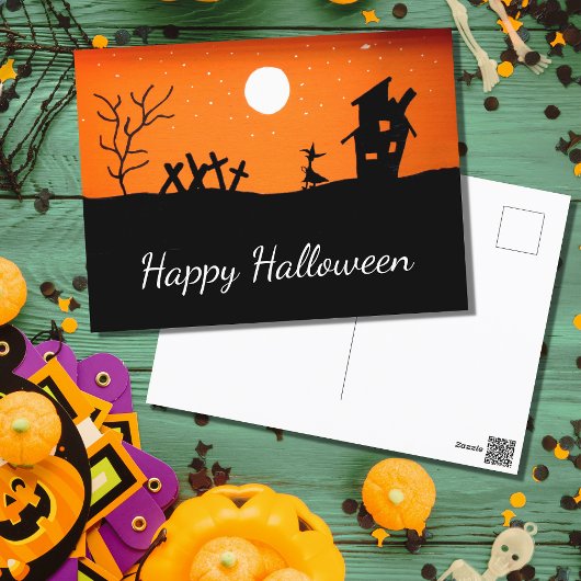 Halloween Haunted House Witch Briefkaart