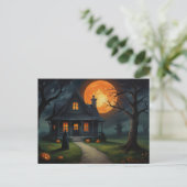 Halloween Haunted House Witch Briefkaart (Staand voorkant)