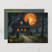 Halloween Haunted House Witch Briefkaart (Voorkant / Achterkant)