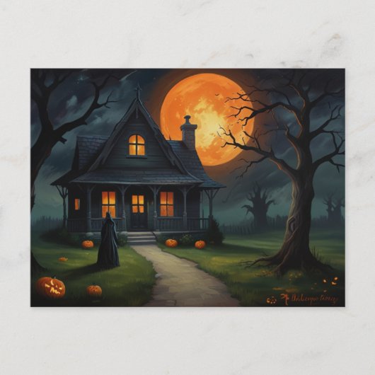 Halloween Haunted House Witch Briefkaart (Voorkant)