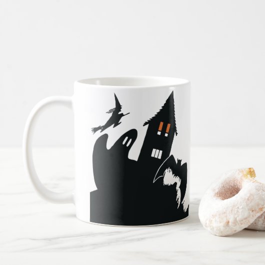Halloween Haunted House Witch Ghost Bat Koffiemok (Met donut)