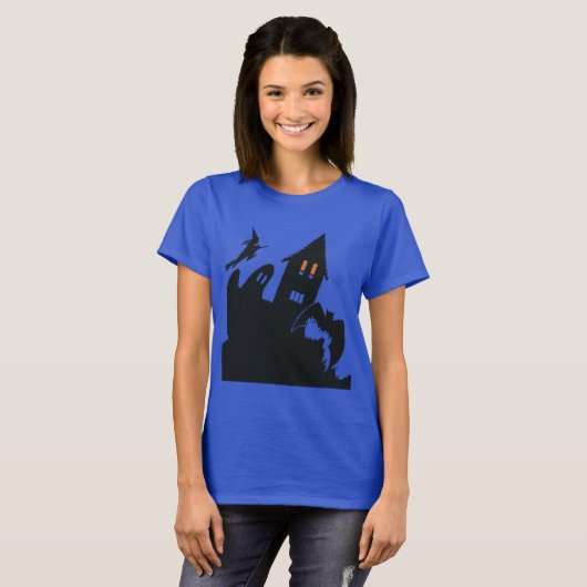  Halloween Haunted House Witch Ghost Bat T-shirt (Voorkant volledig)