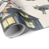 Halloween Haunted House Wrapping Paper Cadeaupapier (Rol Hoek)