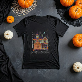 Halloween Haunted House Zwart T-shirt