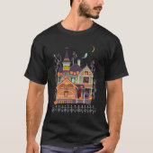 Halloween Haunted House Zwart T-shirt (Voorkant)