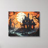 Halloween Haunted Manor bij Amber Dusk Canvas Afdruk (Voorkant)