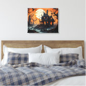 Halloween Haunted Manor bij Amber Dusk Canvas Afdruk (Insitu (Slaapkamer))