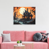 Halloween Haunted Manor bij Amber Dusk Canvas Afdruk (Insitu (Woonkamer))