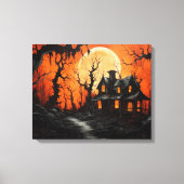 Halloween Haunted Manor bij Amber Dusk Canvas Afdruk (Voorkant)
