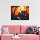 Halloween Haunted Manor bij Amber Dusk Canvas Afdruk (Insitu (Woonkamer))