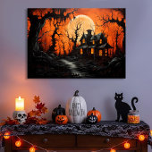 Halloween Haunted Manor bij Amber Dusk Canvas Afdruk