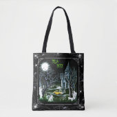 Halloween haunted mansion canvas tas, spoken tote bag (Voorkant)