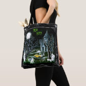 Halloween haunted mansion canvas tas, spoken tote bag (Dichtbij)