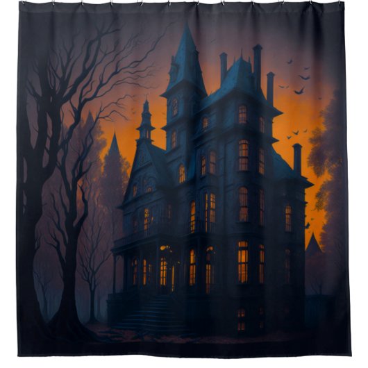 Halloween Haunted Mansion House Halloween Douchegordijn (Voorkant)