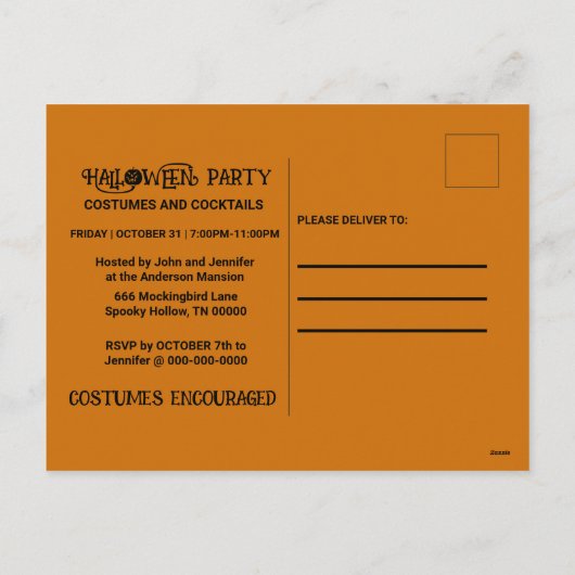 Halloween Haunted Mansion Kostuum Party Uitnodigin Feestdagenkaart (Achterkant)