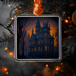 Halloween Haunted Mansion Metalen Ornament