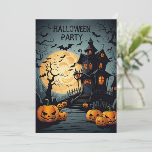 Halloween Haunted Mansion uitnodiging (Staand voorkant)