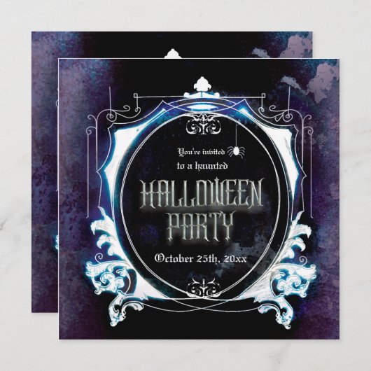 Halloween Haunted Party Invitation Spooky  Kaart (Voorkant / Achterkant)