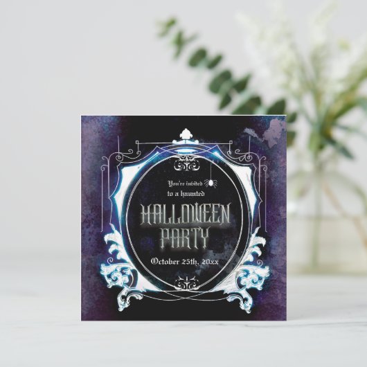 Halloween Haunted Party Invitation Spooky  Kaart (Staand voorkant)