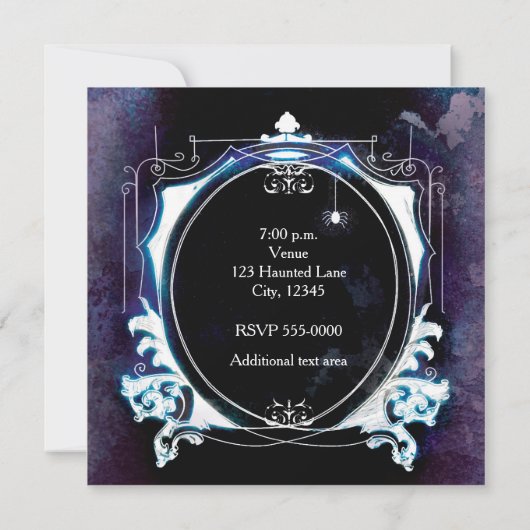 Halloween Haunted Party Invitation Spooky  Kaart (Achterkant)
