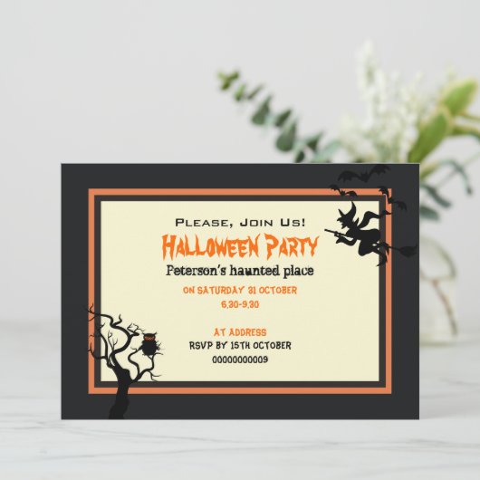 Halloween Haunted Place Party Invitation 5" x 7" Kaart (Staand voorkant)