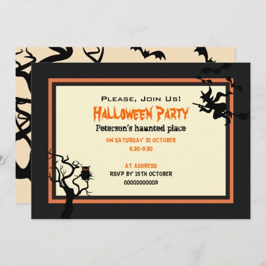 Halloween Haunted Place Party Invitation 5" x 7" Kaart (Voorkant / Achterkant)