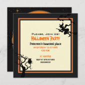 Halloween Haunted Place Party Invitation Square Kaart (Voorkant / Achterkant)