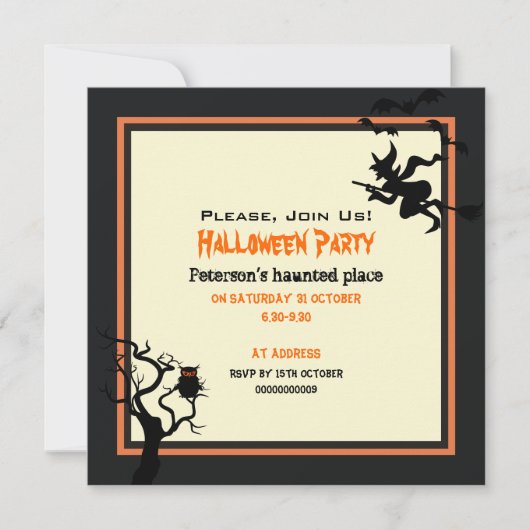Halloween Haunted Place Party Invitation Square Kaart (Voorkant)