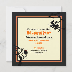 Halloween Haunted Place Party Invitation Square Kaart