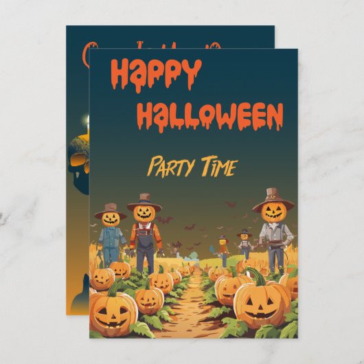 Halloween Haunted Pumpkin Patch Party Kaart (Voorkant / Achterkant)