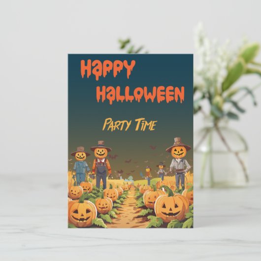 Halloween Haunted Pumpkin Patch Party Kaart (Staand voorkant)