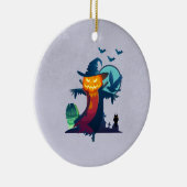 Halloween Haunted Scarecrow met vleermuizen en een Keramisch Ornament (Rechts)