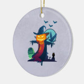 Halloween Haunted Scarecrow met vleermuizen en een Keramisch Ornament (Links)