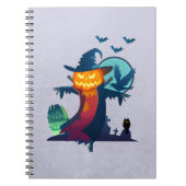 Halloween Haunted Scarecrow met vleermuizen en een Notitieboek (Voorkant)