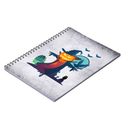 Halloween Haunted Scarecrow met vleermuizen en een Notitieboek (Linkerzijde)