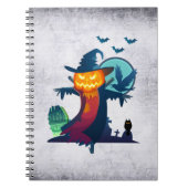 Halloween Haunted Scarecrow met vleermuizen en een Notitieboek (Voorkant)