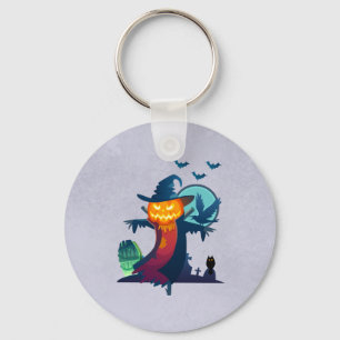 Halloween Haunted Scarecrow met vleermuizen en een Sleutelhanger