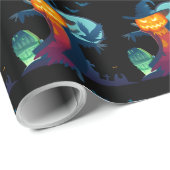 Halloween Haunted Scarecrow met vleermuizen en kip Cadeaupapier (Rol Hoek)