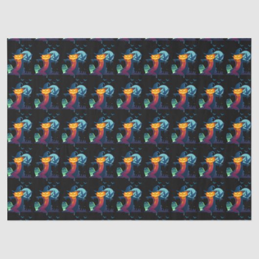 Halloween Haunted Scarecrow met vleermuizen en kip Tissuepapier (Voorkant)