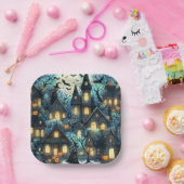 Halloween Haunted Scene Papieren Bordje (Feest)