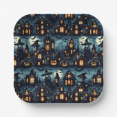 Halloween Haunted Scene Papieren Bordje (Voorkant)