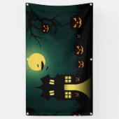 Halloween Haunted Scene Spandoek (Verticaal)