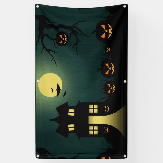 Halloween Haunted Scene Spandoek (Verticaal)
