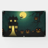 Halloween Haunted Scene Spandoek (Horizontaal)