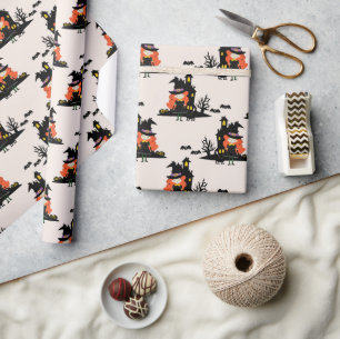 Halloween Haunted Witch House Beige Cadeaupapier