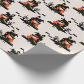 Halloween Haunted Witch House Beige Cadeaupapier (Hoek)