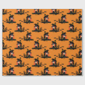 Halloween Haunted Witch House Sinaasappel Cadeaupapier (Vlak)